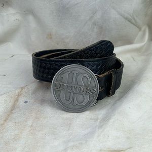Vintage Black Leather Belt, Made in USA